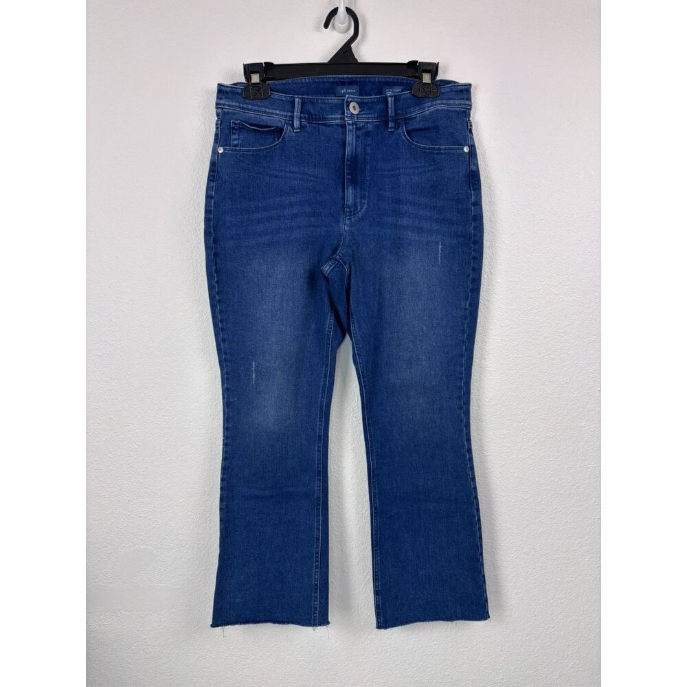 J. Jill Denim women's 8 kick flare ankle jeans stretch mid rise cut off denim